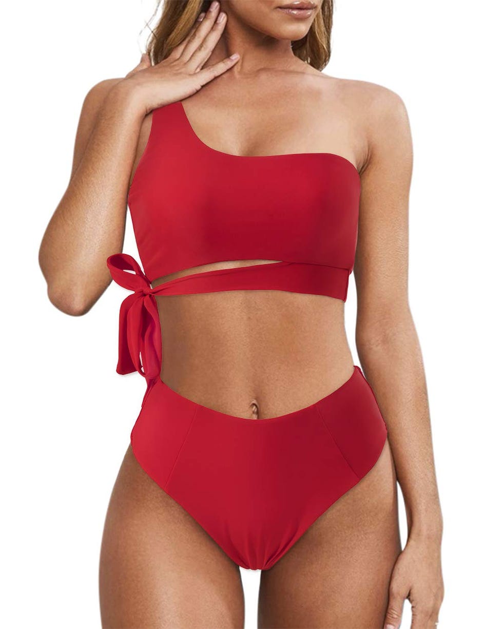 One Shoulder High Waisted Bikini Tie High 