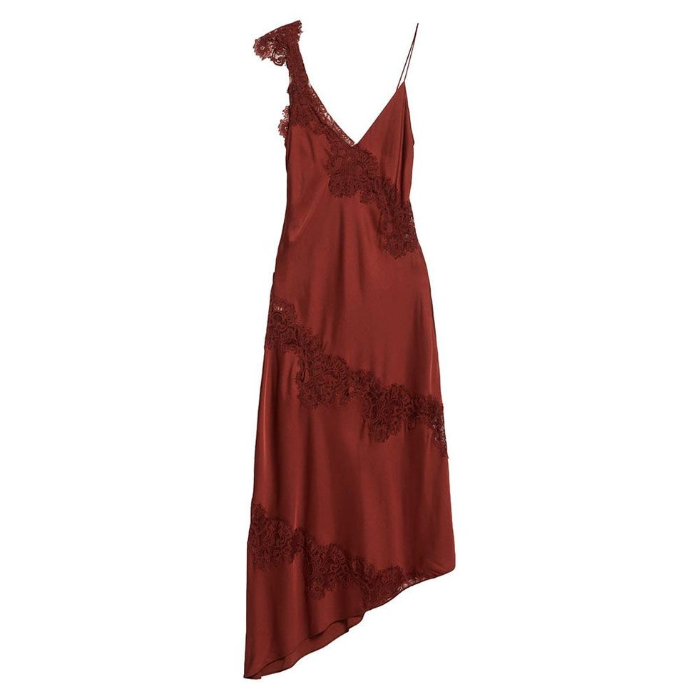 Stella Lace Asymmetric Satin Slipdress  