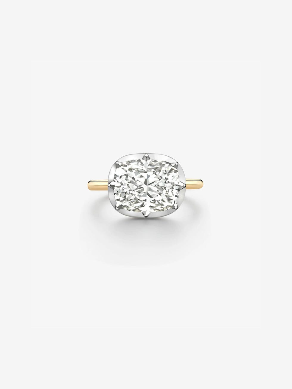 5.02ct East-West Cushion Diamond Button Back Ring