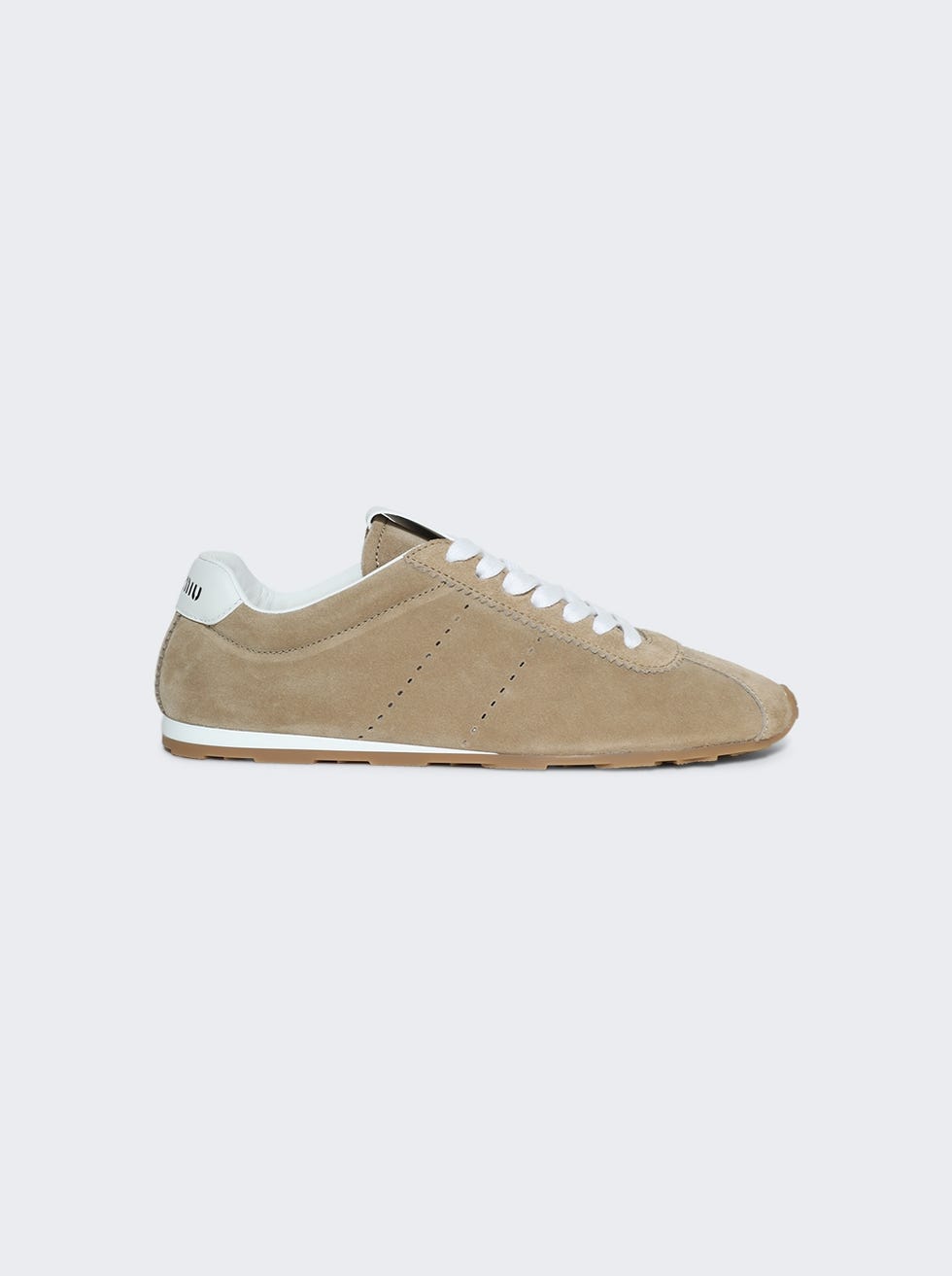 Miu Miu Plume Suede Sneakers Desert Beige