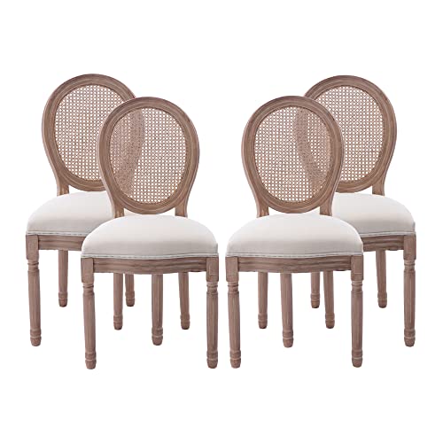 French Fabric Dining Room Chairs, Set of 4