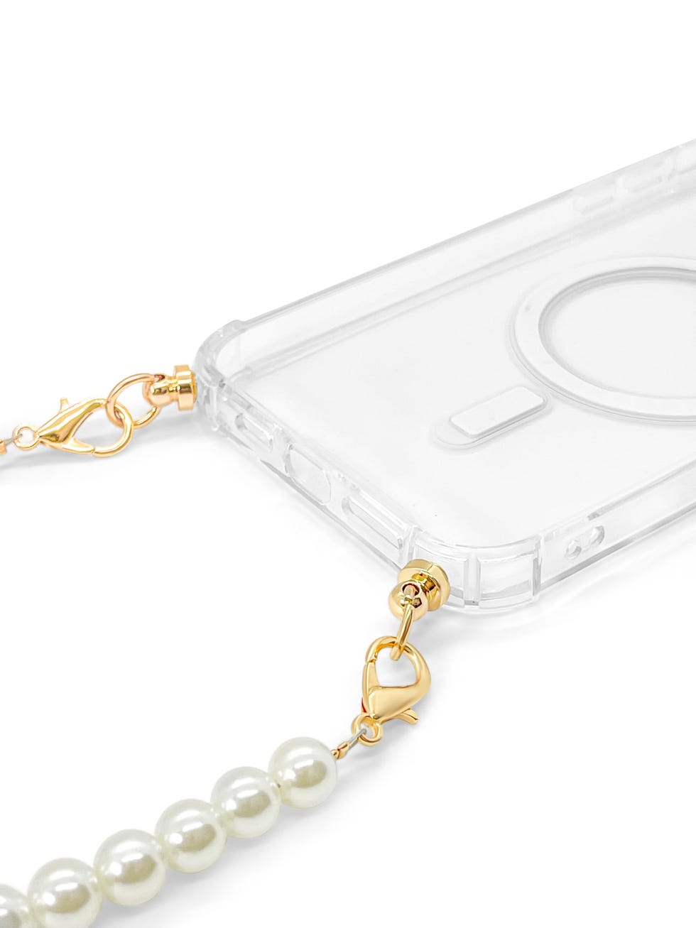 MagSafe Clear Case with Pearl Wristlet Strap