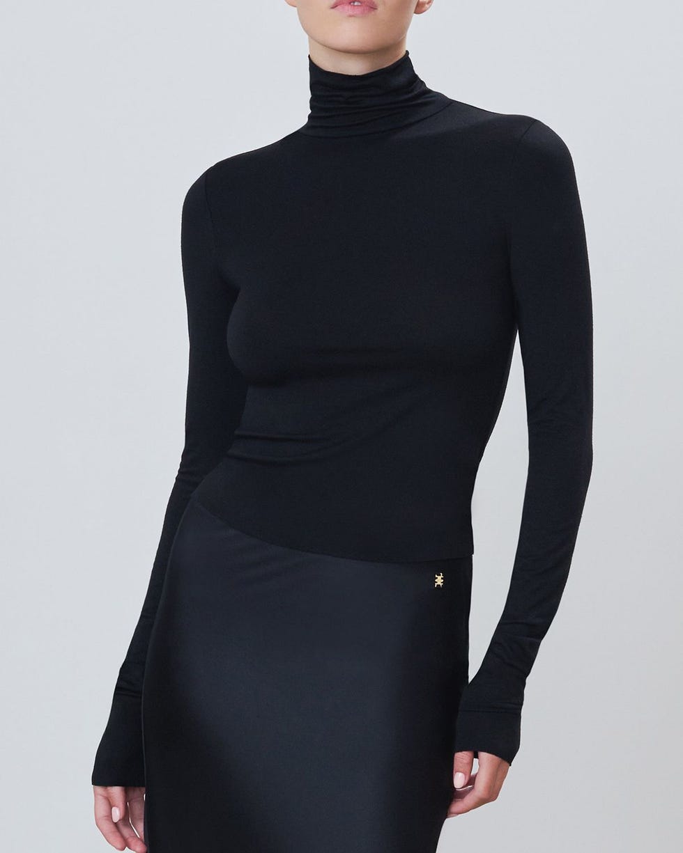 Soft Jersey Fitted Turtleneck Top