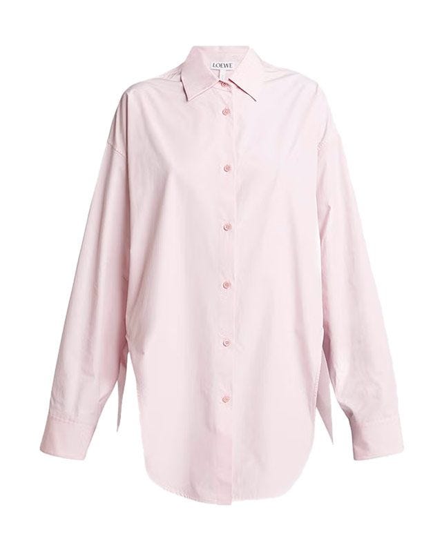 Round-Hem Button-Down Blouse