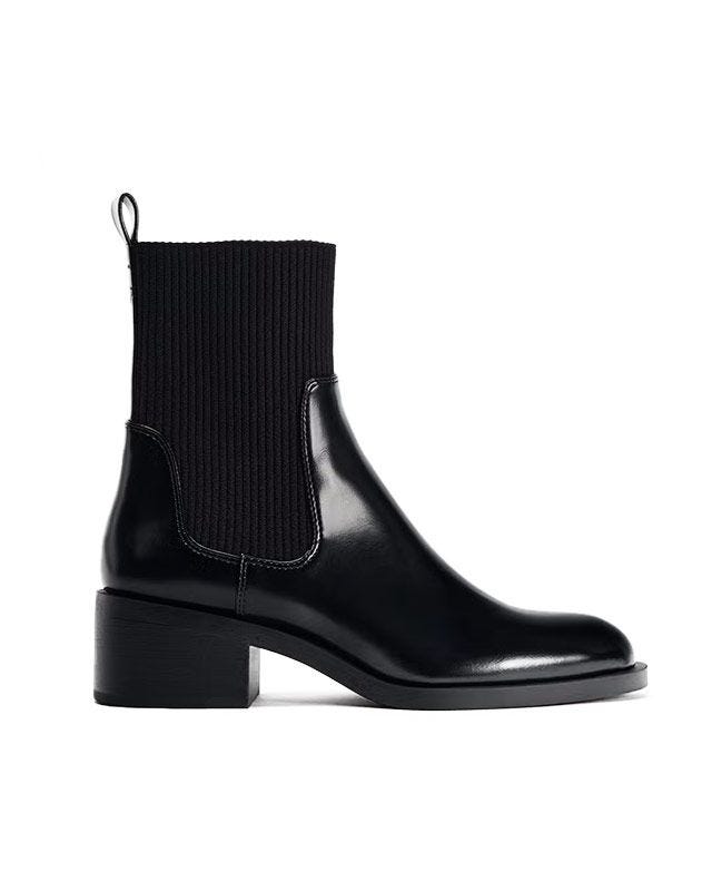 Faux Patent Leather Chelsea Boots