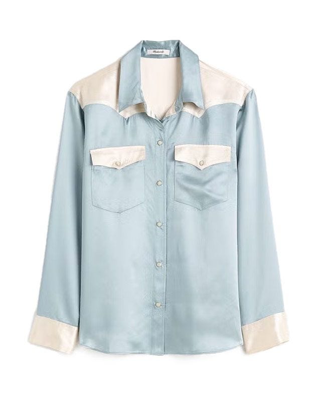 x Alexa Chung Satin Western Shirt