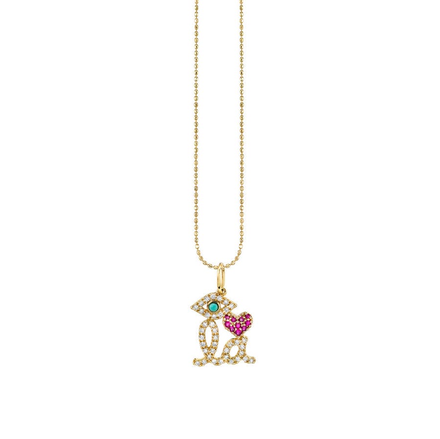 Gold & Diamond Eye Heart L.A. Necklace