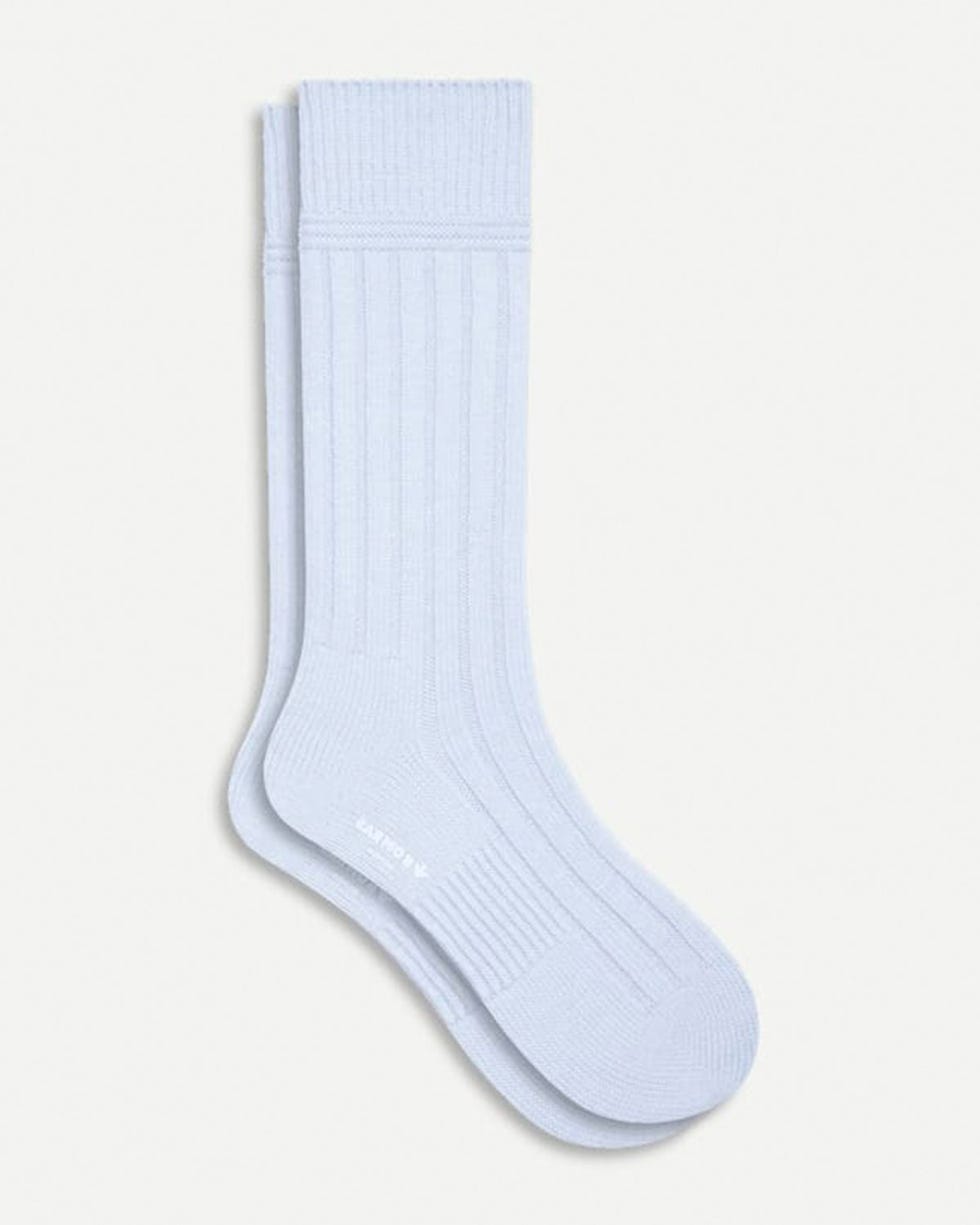 Merino Cashmere Blend Rib Calf Socks