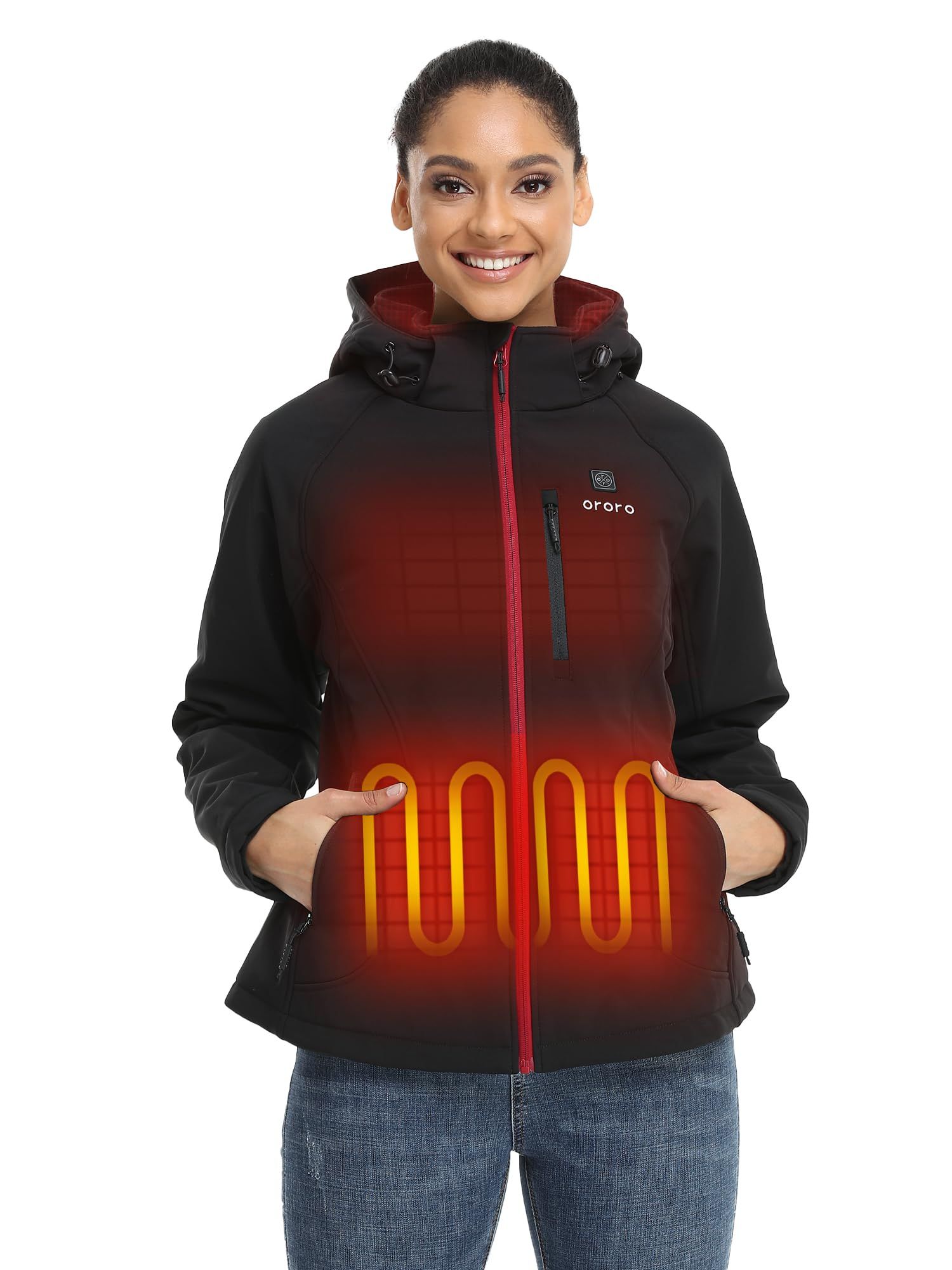 ororo women's slim fit heated jacket with battery pack and detachable hood