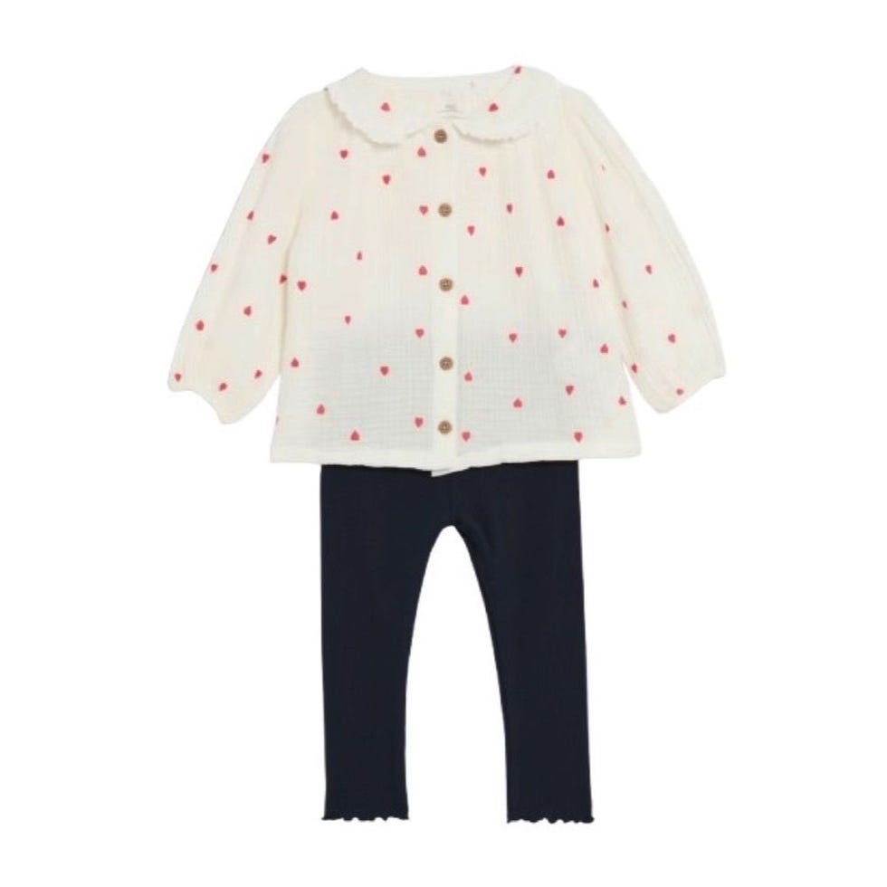 Cotton Rich Heart Embroidered Outfit
