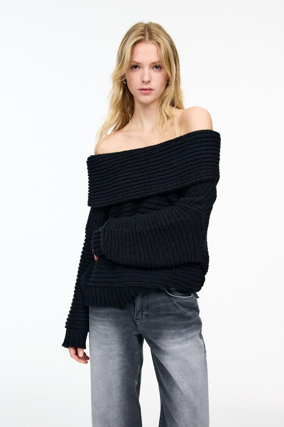 Jersey de punto con escote 'bardot'