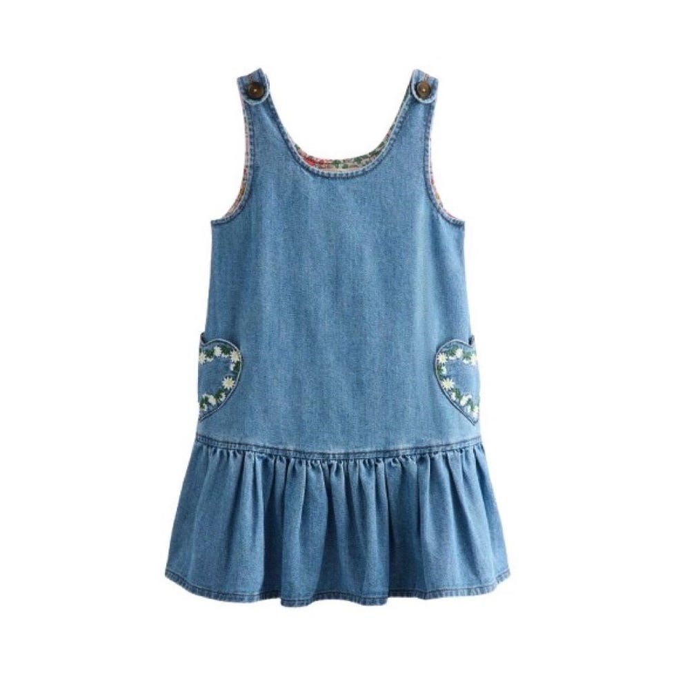 Kids' Heart Pocket Pinafore Dress  Denim Daisies