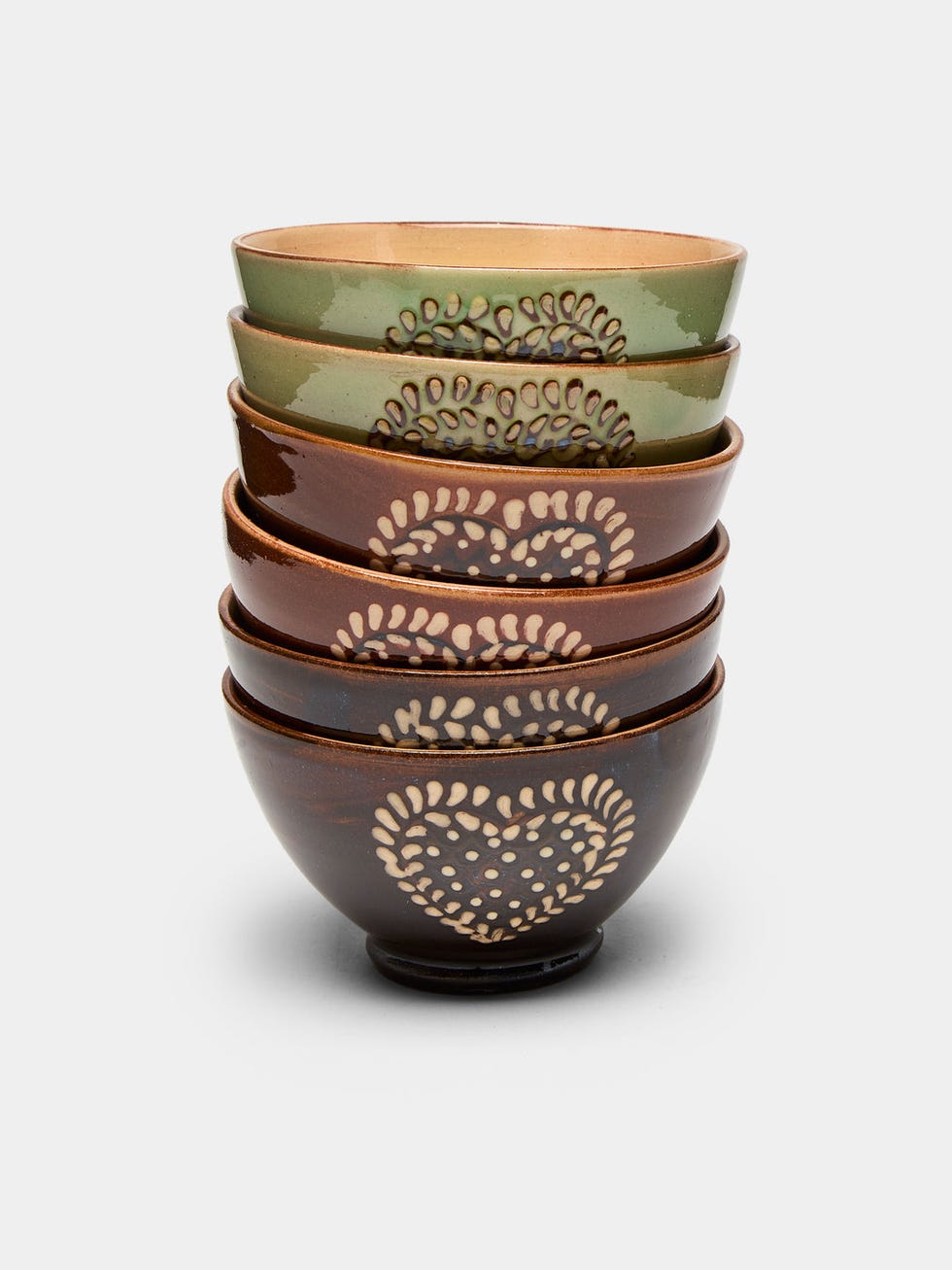 Hearts Hand-Painted Ceramic Small Bowls (Set of 6)