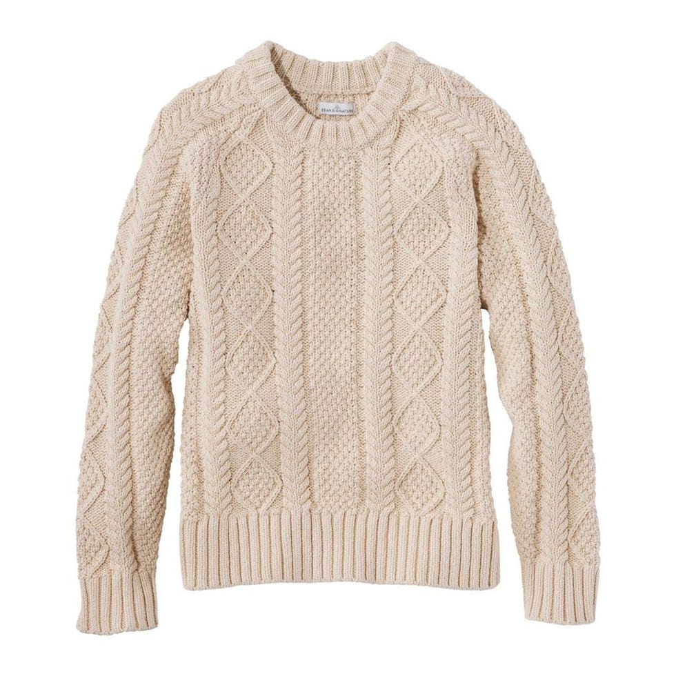 Signature Cotton Fisherman Sweater, Crewneck