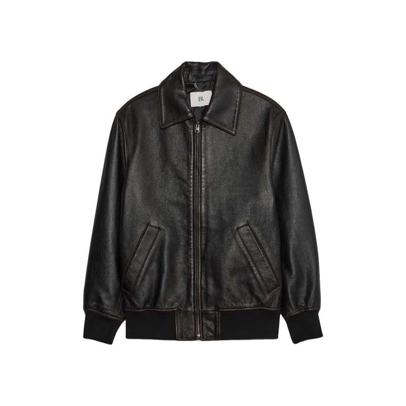 Oversized Leather Bomber Jacket