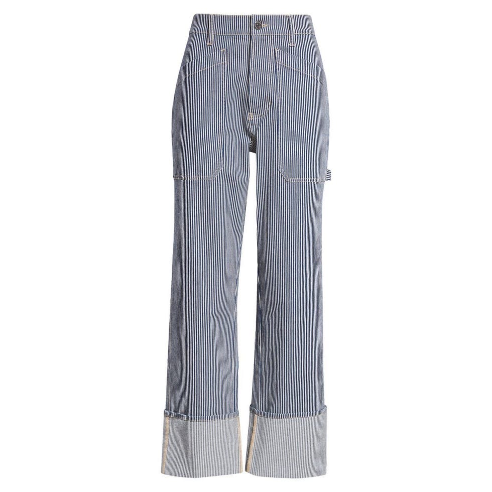 Dylan Stripe High Waist Relaxed Straight Leg Jeans