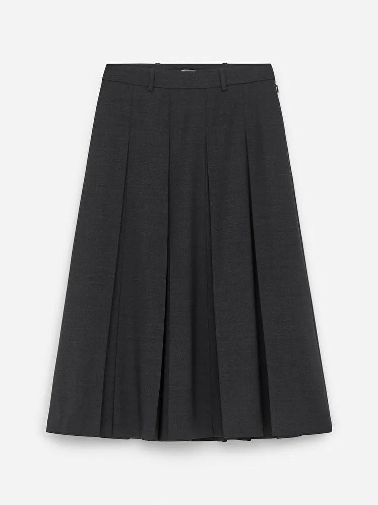 Pleated Wool Blend Skirt
