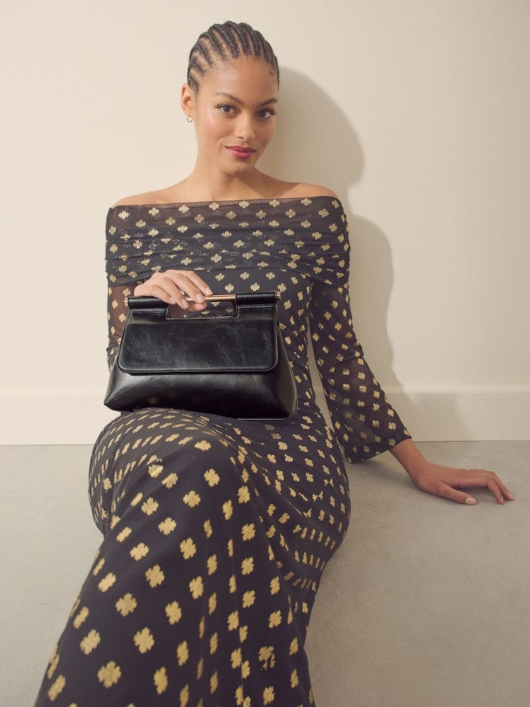 Black Handle Clutch Bag