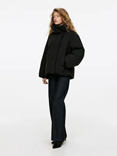 Upcycled Down High-Collar Jacket