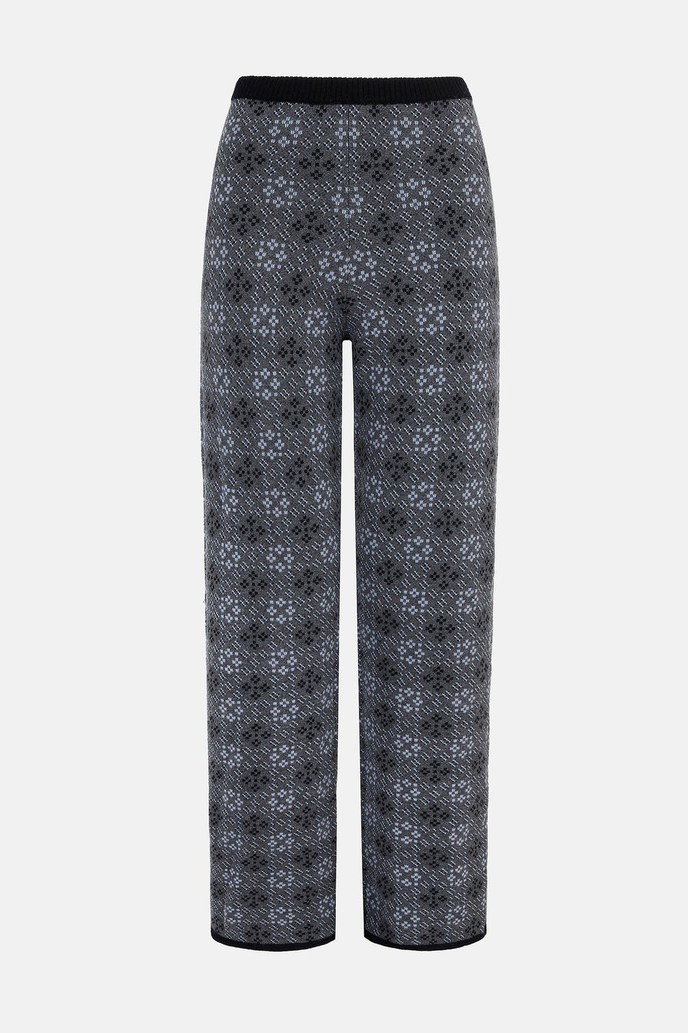 Lowe Knitted Trousers in Grey & Cloud Blue Jacquard