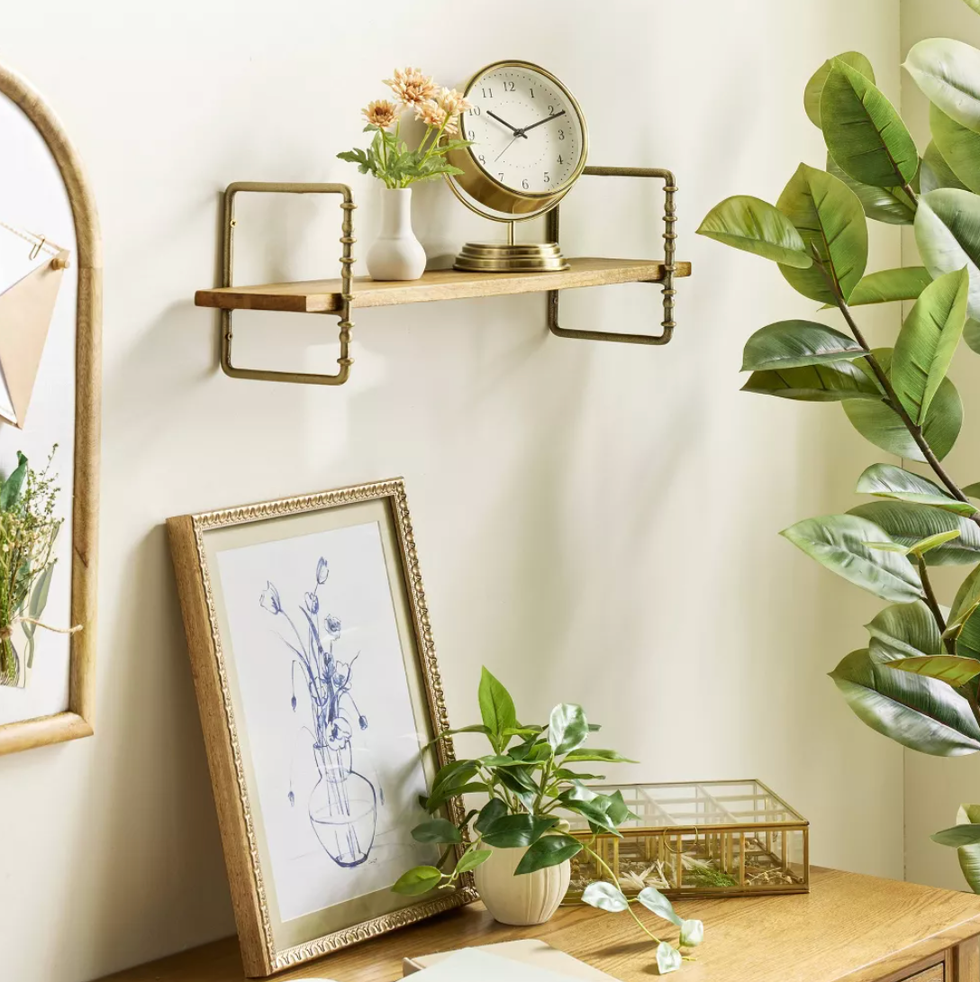 Brass Analog Pedestal Clock