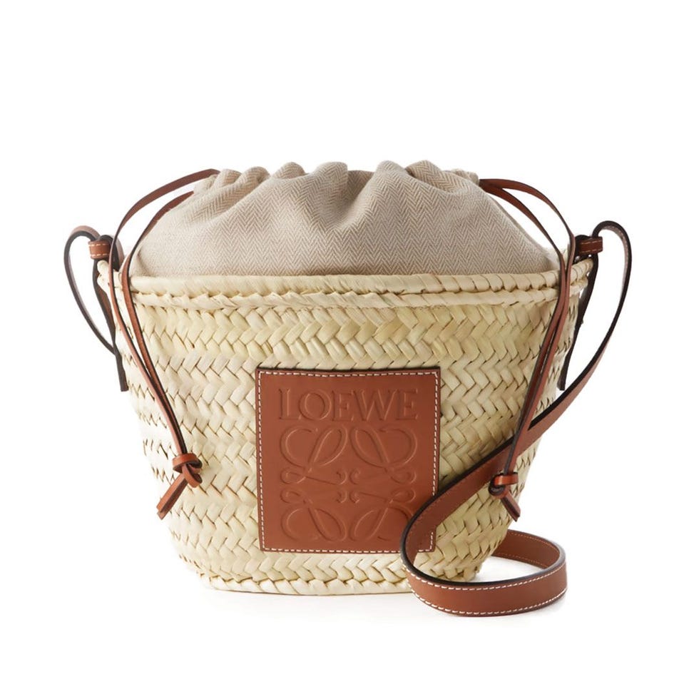 + Paula’s Ibiza Leather-Trimmed Raffia Bag
