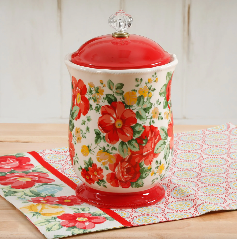 The Pioneer Woman Vintage Floral Canister with Acrylic Knob