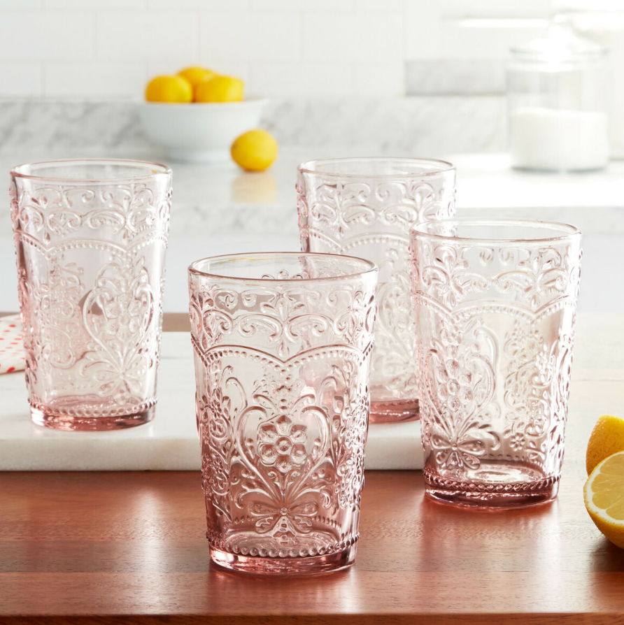 The Pioneer Woman Amelia Rose Glass Tumblers, Set of 4