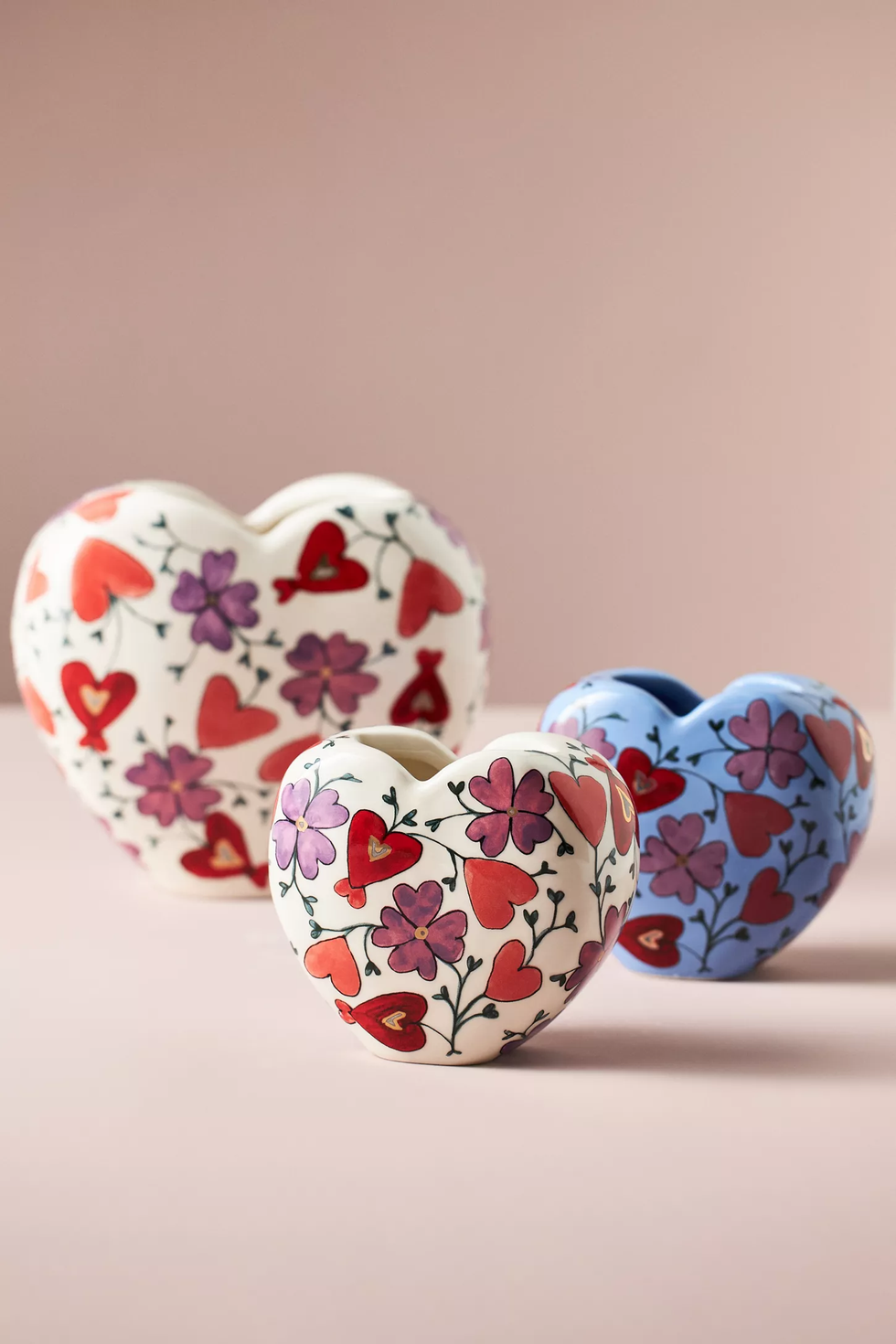 Blooming Hearts Stoneware Heart Vase