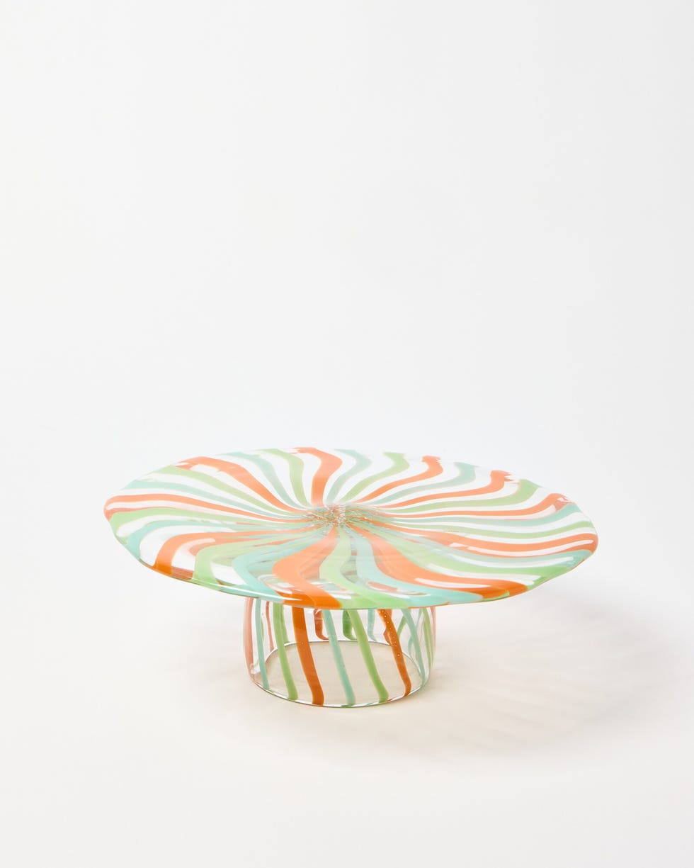 Fiesta Stripe Glass Cake Stand