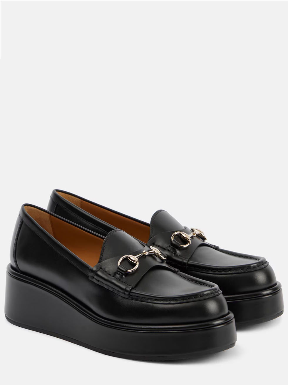 Horsebit leather wedge loafers