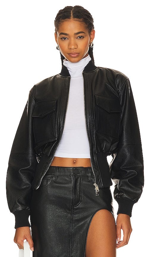 The Cropped Leather Bomber 