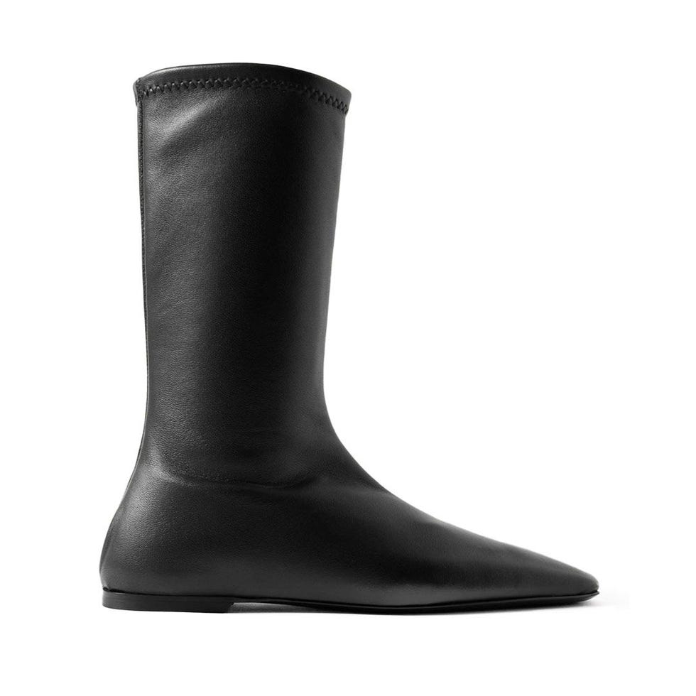 Sock Leather Ankle Boots