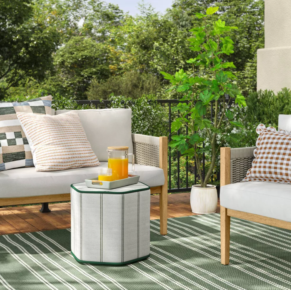 Lydia Stripe Hexagon Outdoor Poufs