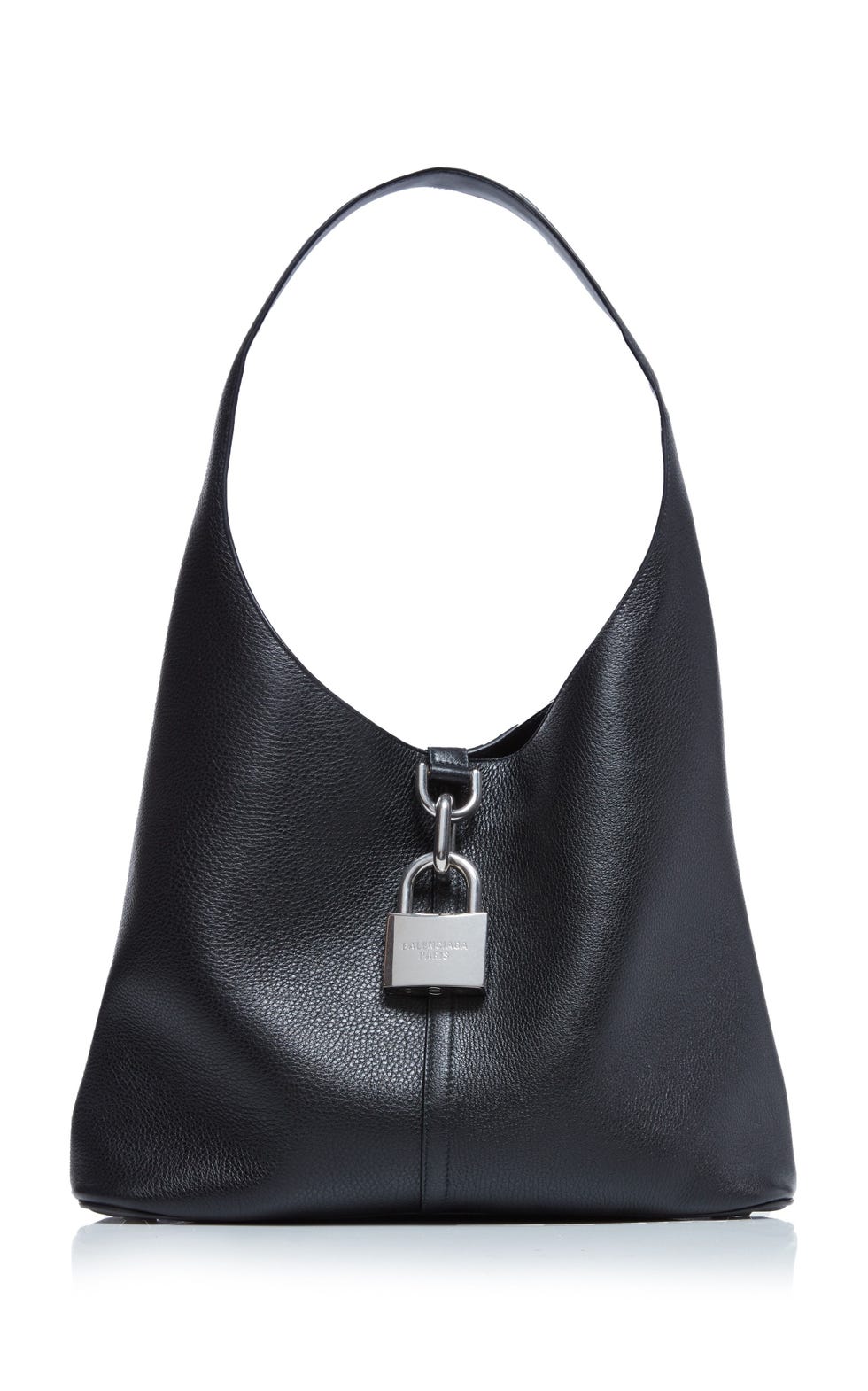 Lock-Detailed Leather Hobo Bag