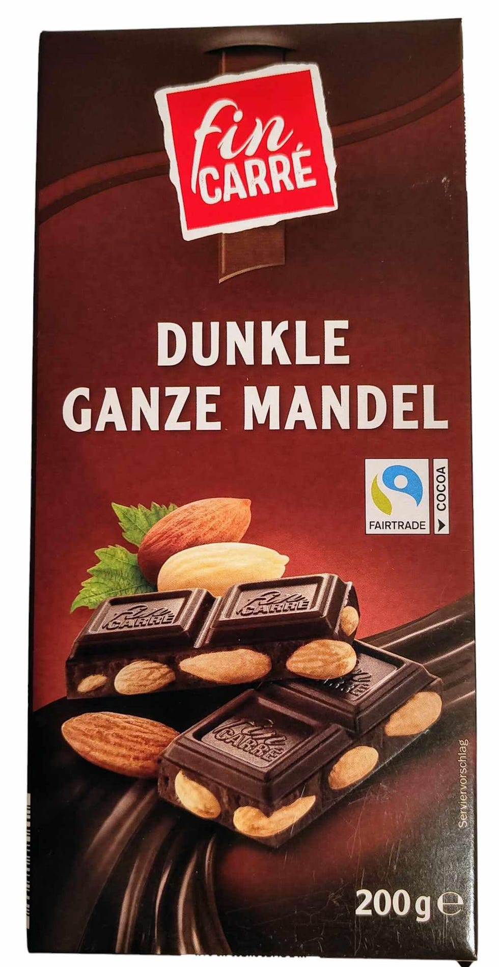 FIN CARRE - Tavolette di cioccolato fondente con mandorle intere 200g - Gusto gourmet e croccante - Dunkle Ganze Mandel
