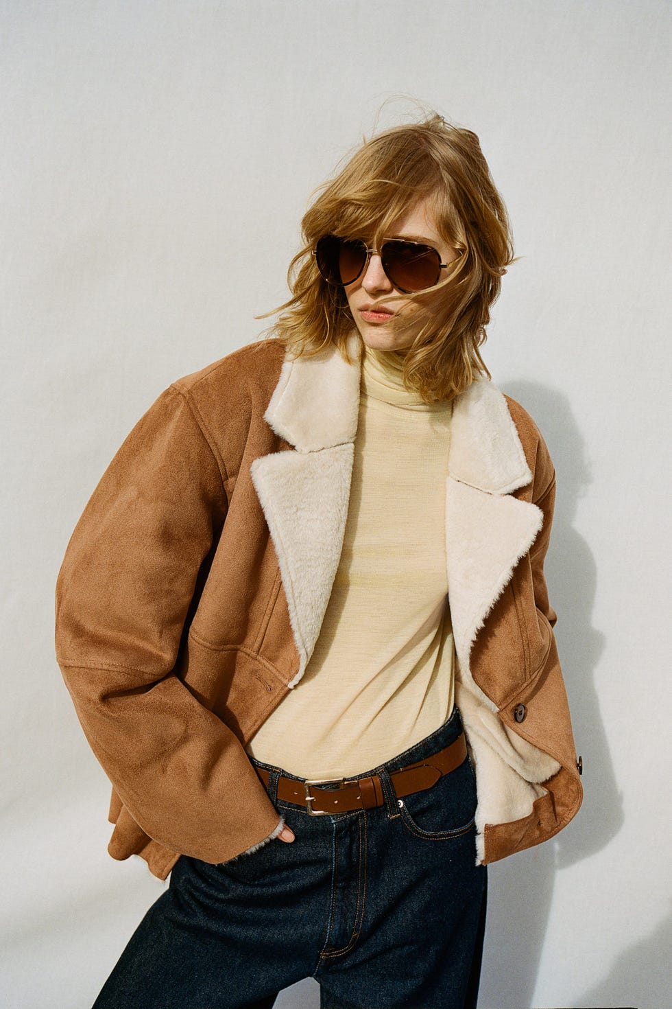 Napped aviator jacket