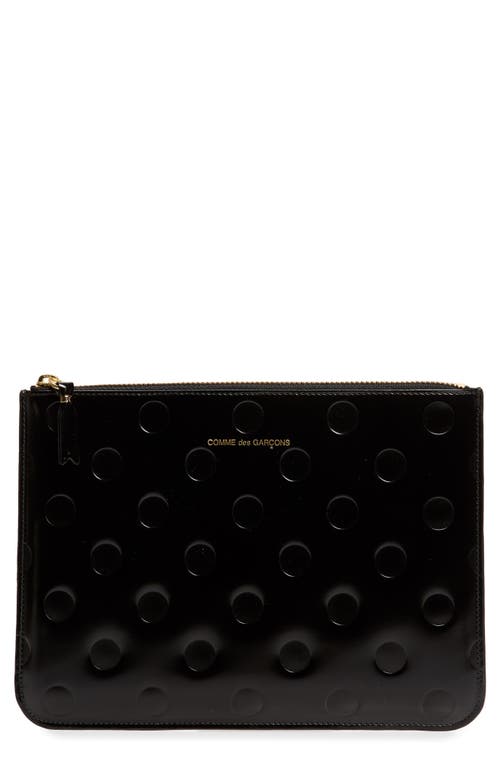 Dot Embossed Large Zip Pouch in Black at Nordstrom