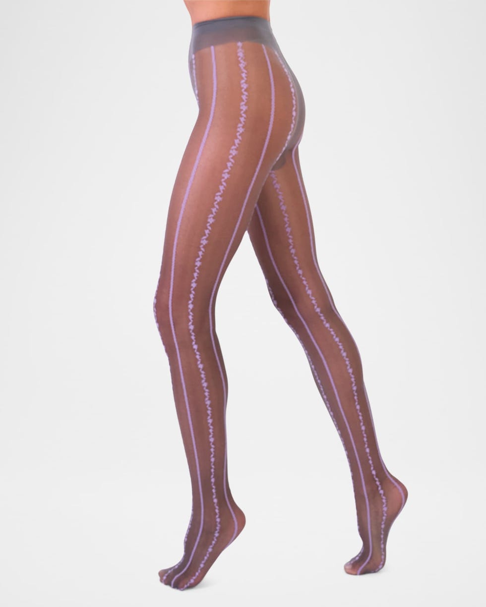 Anemone Sheer Floral Striped Tights