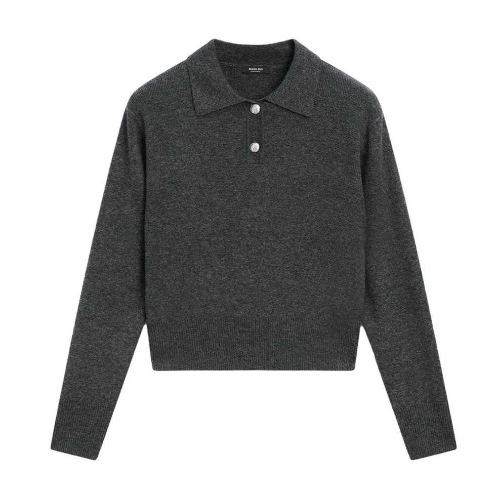 Wool Blend Knit Polo Sweater