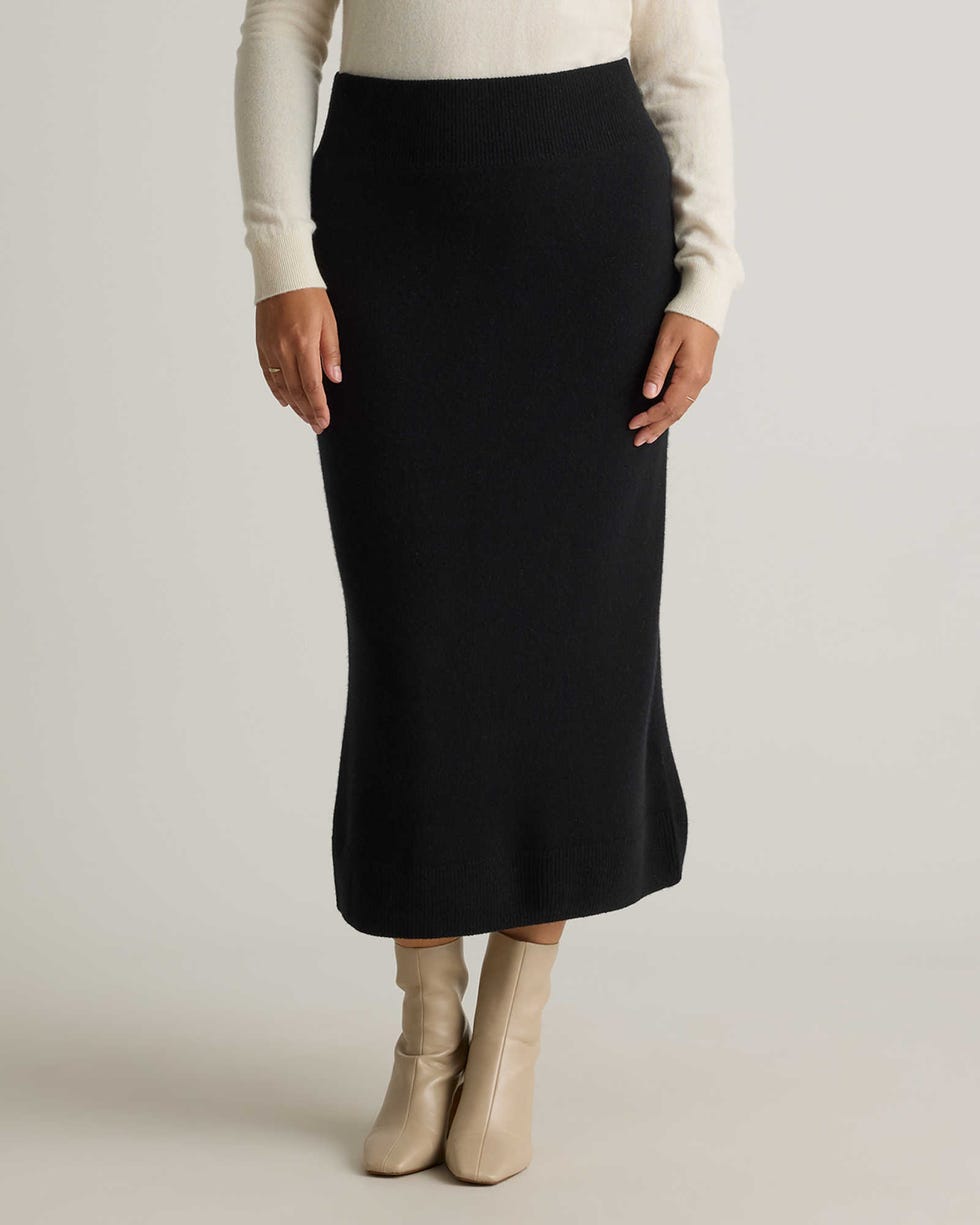 Mongolian Cashmere Fitted Midi Skirt