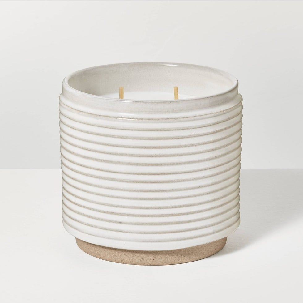 Ribbed Ceramic Salt Jar Candle