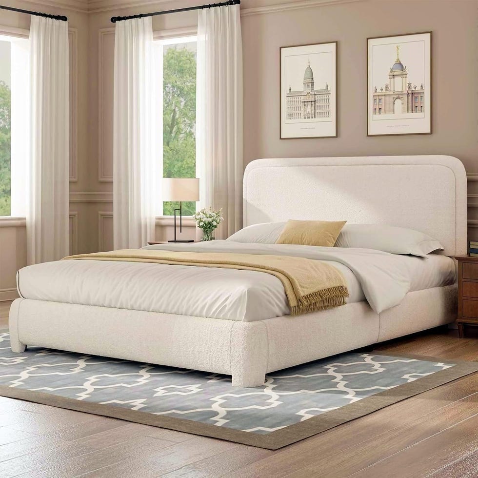 Boucle Bed Frame with Headboard