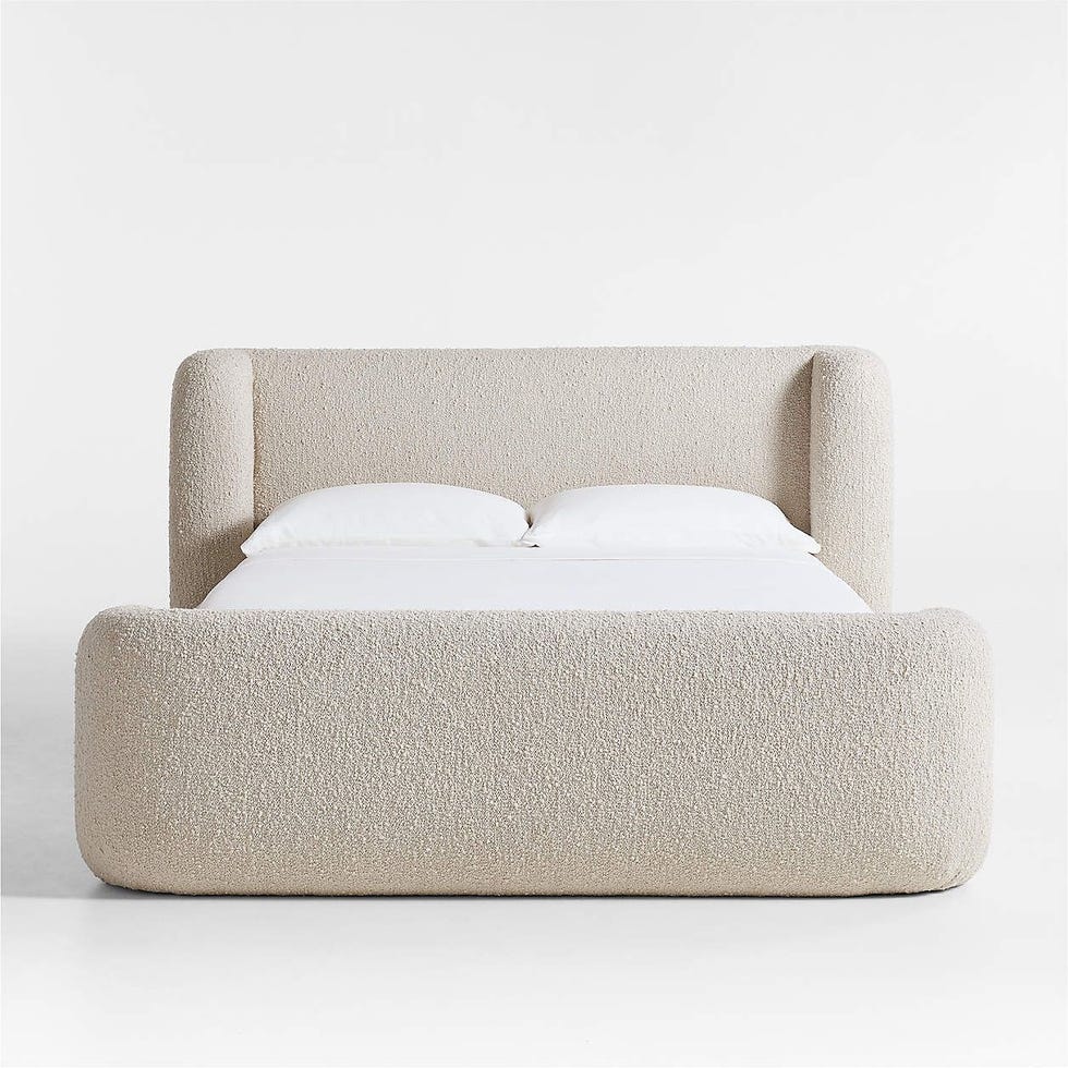 Salone Curved Light Grey Upholstered Bed