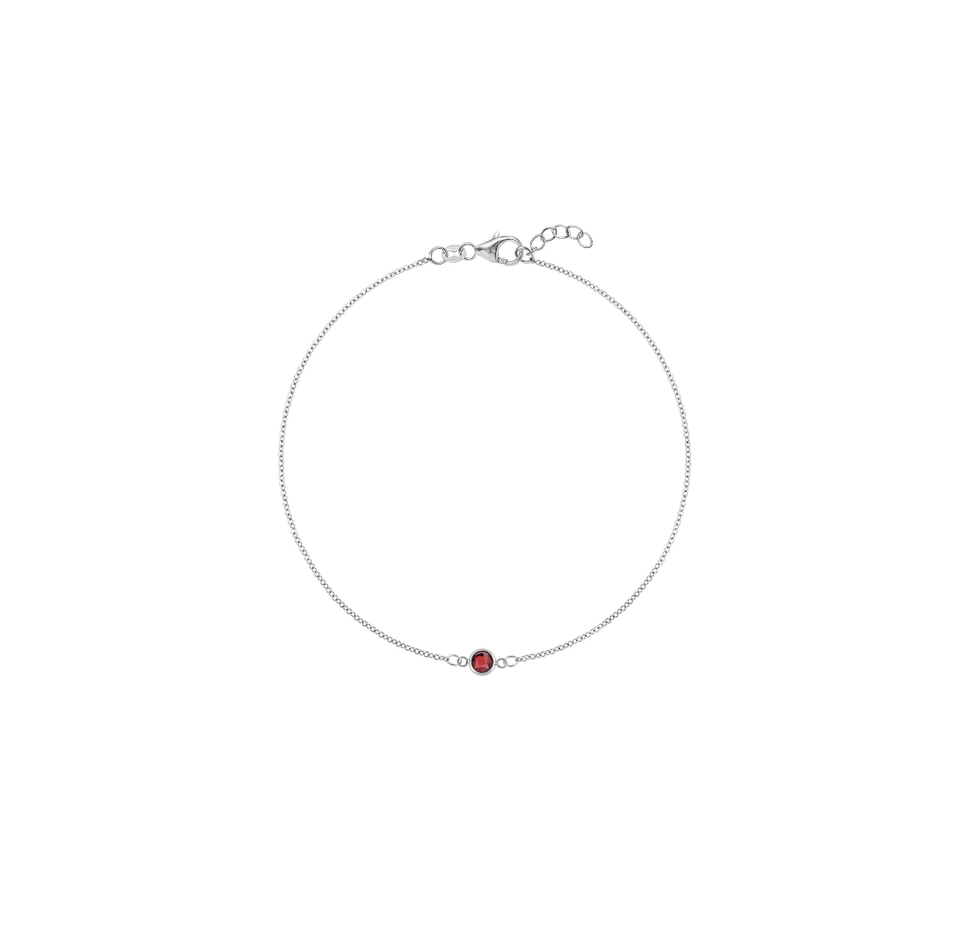 Petite 1 Garnet Bracelet in 14k White Gold