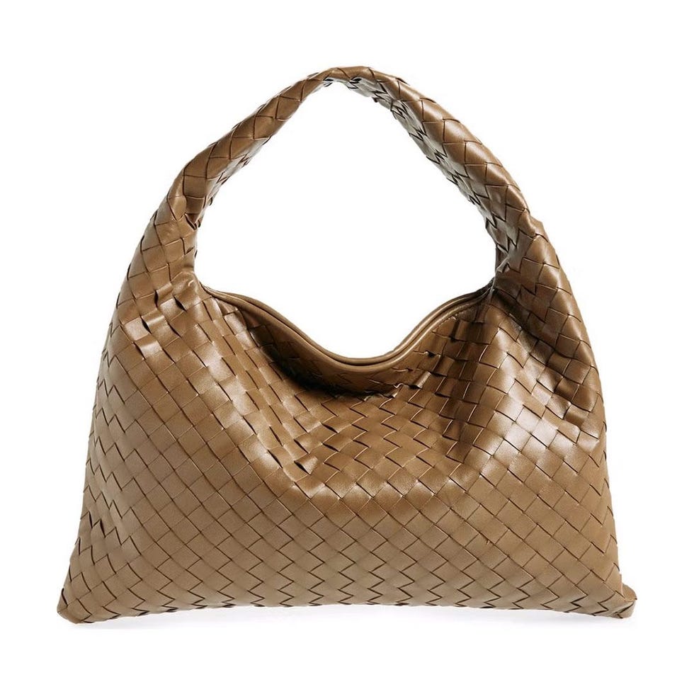 Small Hop Intrecciato Leather Hobo Bag