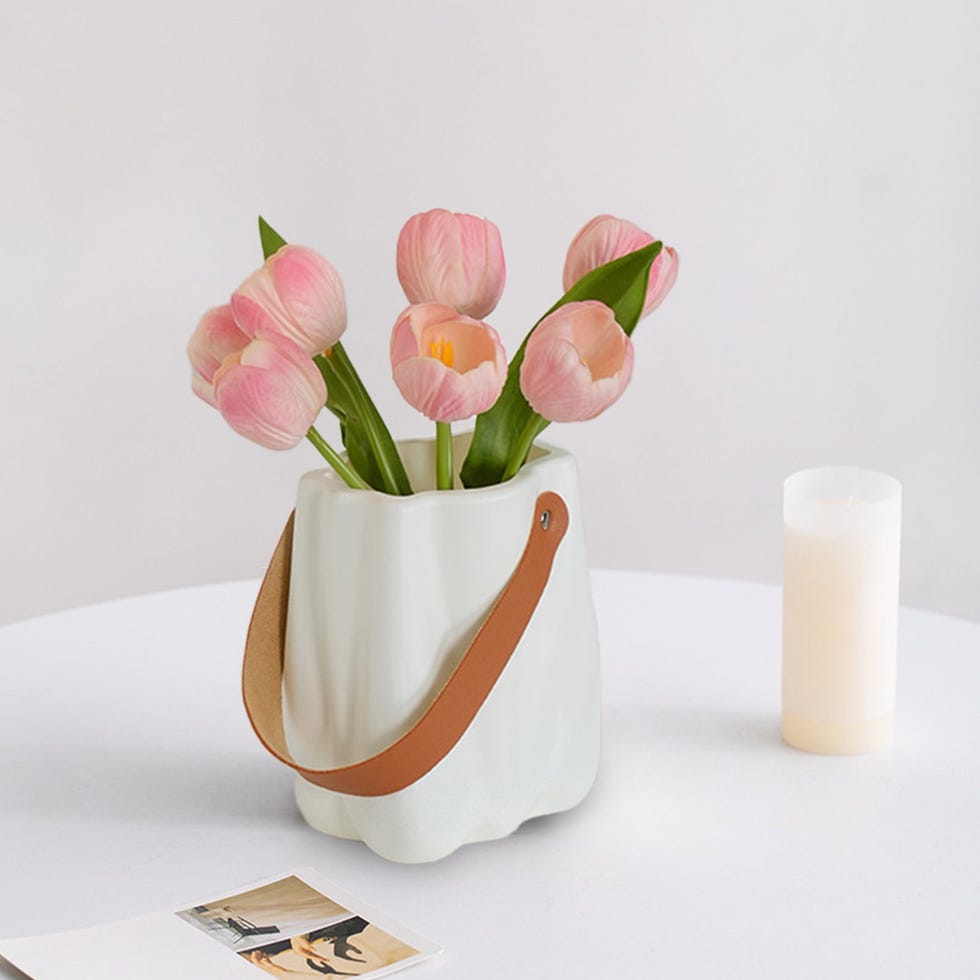 Handbag Vase with leather handle