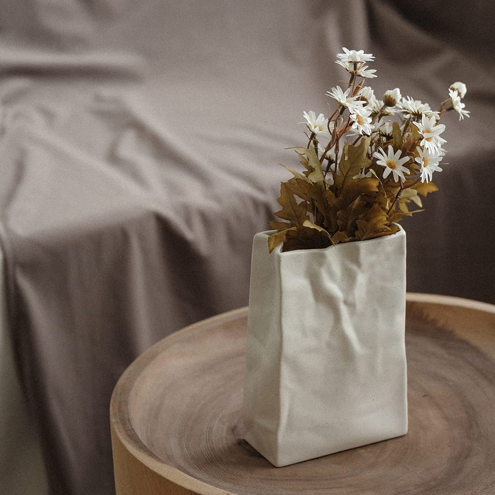 Crinkle Paper Bag Shape Ceramic Vase