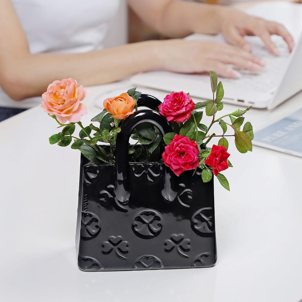 Black Ceramic Handbag Vase