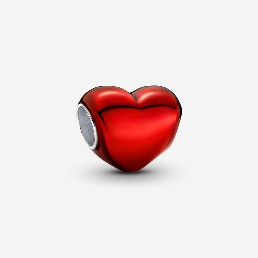 Metallic Red Heart Charm